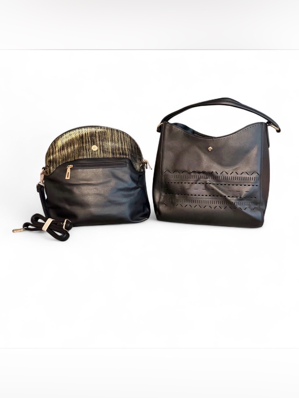 kate spade Black Shoulder Bag Duo crossbody purse handbag designer tote snake